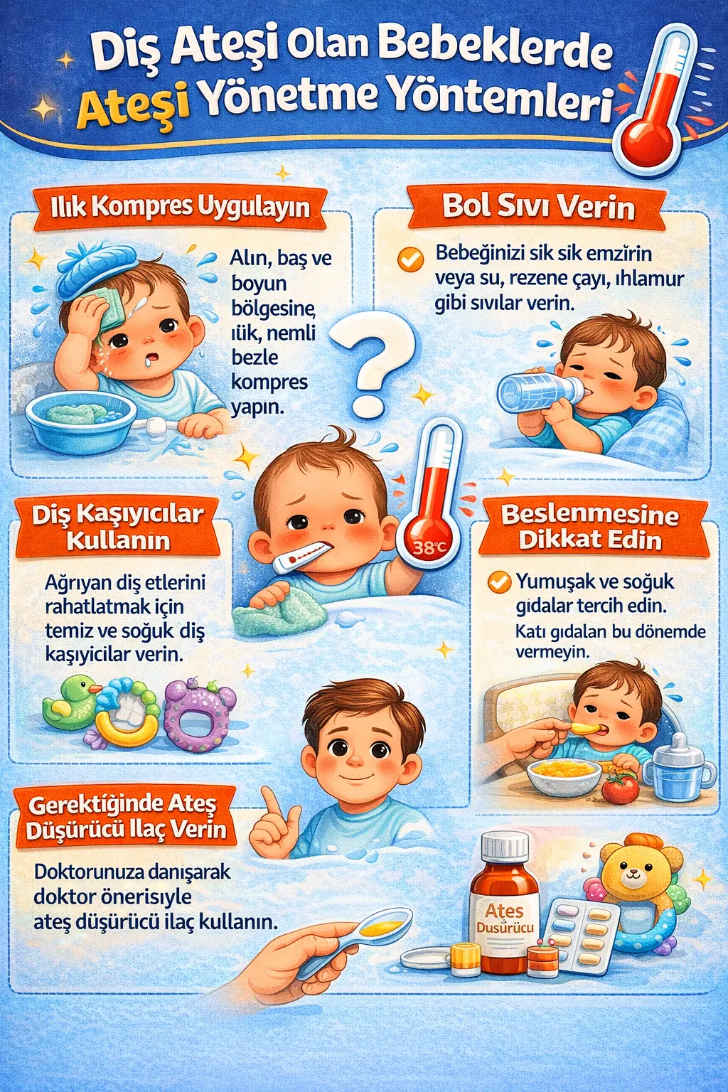 Diş Ateşi Olan Bebeklerde Ateşi Yönetme Yöntemleri